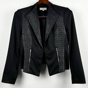 Kate Rosy Petite | Black Blazer Jacket | Faux Crocodile Panel | Size PL